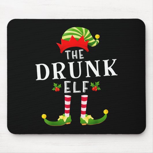 De Dronken Elf Kerst Matchende Pyjama Muismat (Voorkant)