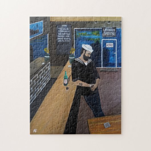 De dronken zeiler Schilderij door Alfred Fox Legpuzzel (Verticaal)