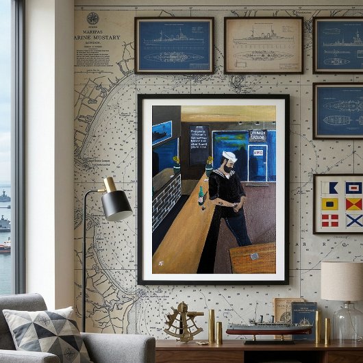 De dronken zeiler Schilderij van Alfred Fox Canvas Afdruk