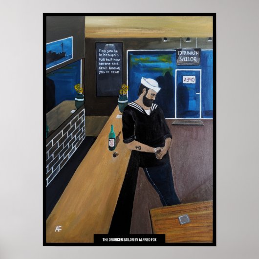 De dronken zeiler Schilderij van Alfred Fox Poster (Voorkant)