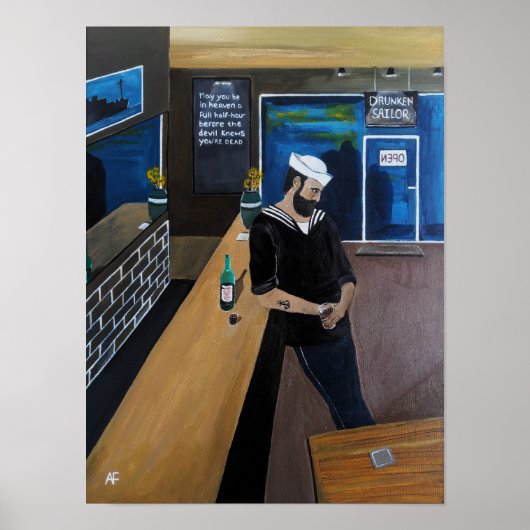 De dronken zeiler Schilderij van Alfred Fox Poster (Voorkant)