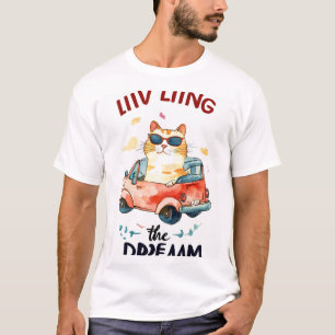 De droom beleven: mollige kat in kleine auto - Wat T-shirt
