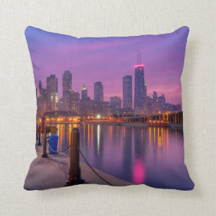 De droom van de stad - Chicago Skyline in Dusk Kussen