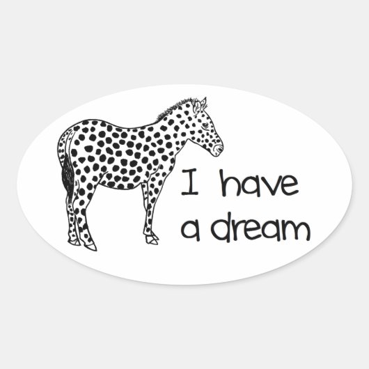 de droom van de zebra ovale sticker (Voorkant)