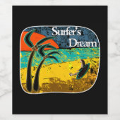 De droom van een surfer wijn etiket (Enkel label)