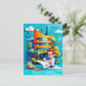 De droom van een toekomstige architect voor kinder feestdagenkaart (Staand voorkant)