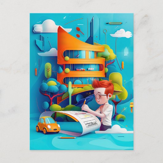 De droom van een toekomstige architect voor kinder feestdagenkaart (Voorkant)