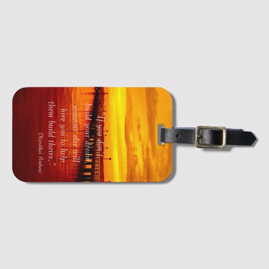 De droom van het gebouw citeert zonsondergang Otte Bagagelabel (Voorkant (horizontaal))