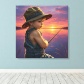 De droom van Little Angler Canvas Afdruk (Insitu (Houten vloer))
