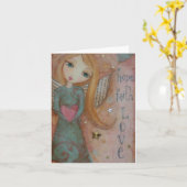 De Druk Lege Notecard van de Kunst van de Engel Kaart (Gele Bloem)