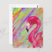De Druk van de Flamingo van de regenboog Briefkaart (Voorkant / Achterkant)