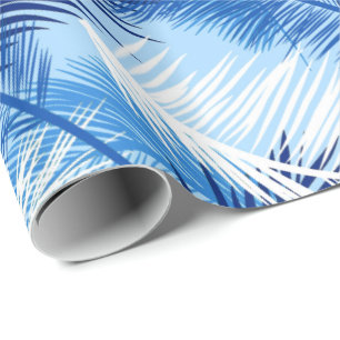 De Druk van het palmblad, Kobalt, Wit en het Blauw Cadeaupapier