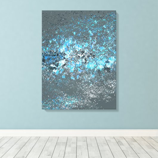 De druk van Stretched.canvas in blauw en groen. Canvas Afdruk (Insitu (Houten vloer))