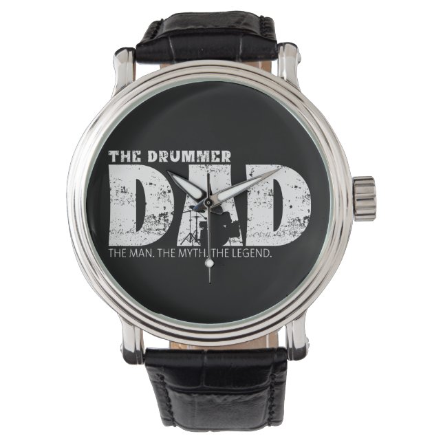 De Drummer Gift voor papa Horloge (Voorkant)