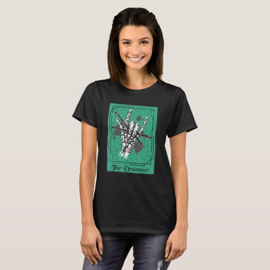De drummer Tarot Kaart drums Mystische Kaart komt T-shirt (Voorkant volledig)