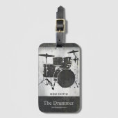 de Drummer van de rockband, zwart Bagagelabel (Voorkant (verticaal))