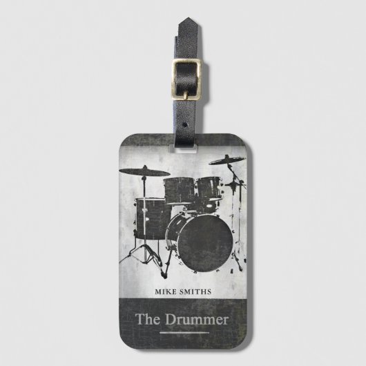 de Drummer van de rockband, zwart Bagagelabel (Voorkant (verticaal))
