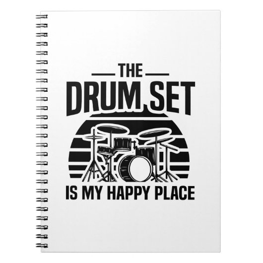 De drumset is mijn gelukkige plek | Drummer Gift I Notitieboek (Voorkant)