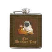 De Drunken Pug-logo erkolf. Heupfles (Voorkant)