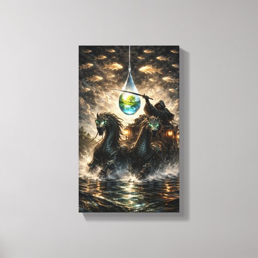 De druppel die een wereld bevat canvas afdruk (Voorkant)