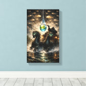 De druppel die een wereld bevat canvas afdruk (Insitu (Houten vloer))