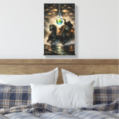 De druppel die een wereld bevat canvas afdruk (Insitu (Slaapkamer))