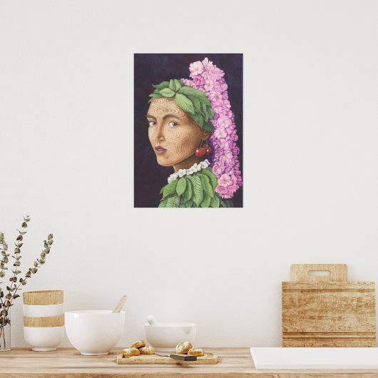 De dryad met de kersenoorbel poster (Keuken)
