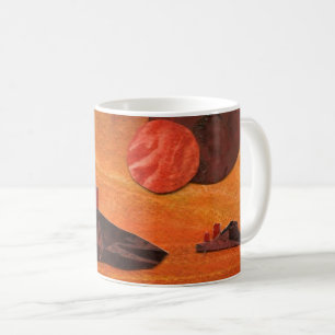De dubbele zonnen van de "Zeeen van Sci Fi van Koffiemok