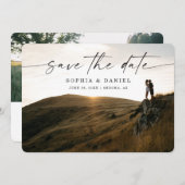 De dubbelzijdige foto van het manuscript sparen de save the date (Voorkant / Achterkant)