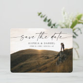 De dubbelzijdige foto van het manuscript sparen de save the date (Staand voorkant)