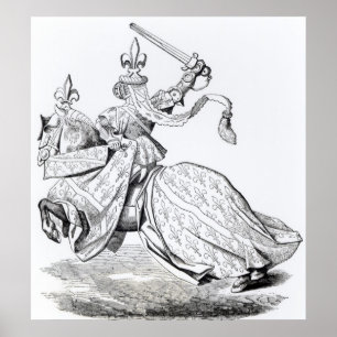 De Duc de Bourbon gewapend voor het toernooi Poster