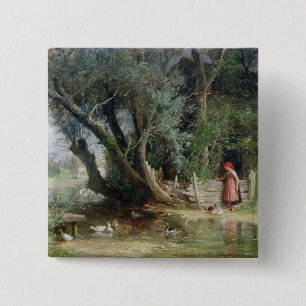 De Duck Pond Vierkante Button 5,1 Cm
