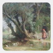 De Duck Pond Vierkante Sticker (Voorkant)