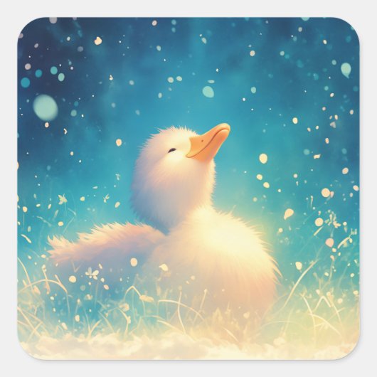 De Duckling Daydream Vierkante Sticker (Voorkant)