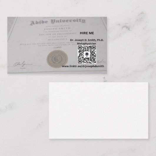 De Dudeist Metaphysicus Visitekaartje (Voorkant / Achterkant)