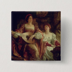 De Duet (olie op doek) Vierkante Button 5,1 Cm