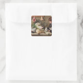 De duif plukken vierkante sticker (Tas)
