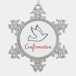 De Duif van de Bevestiging van gelukwensen met Tin Sneeuwvlok Ornament