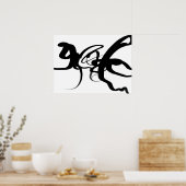 De duikers: Abstract zwart en wit Poster (Keuken)