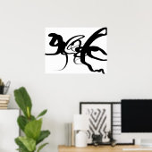 De duikers: Abstract zwart en wit Poster (Thuiskantoor)