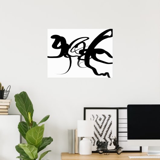 De duikers: Abstract zwart en wit Poster (Thuiskantoor)