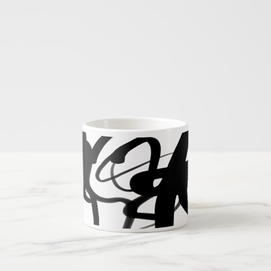 De duikers: Abstract Zwart & Wit Espresso Kop (Voorkant)