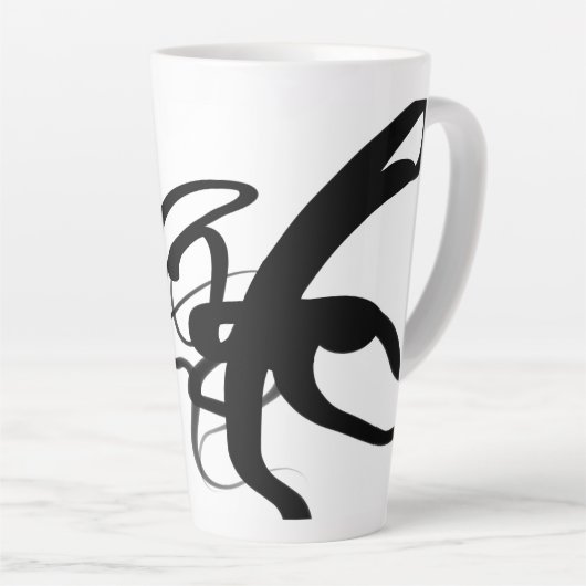 De duikers: Abstract Zwart & Wit Latte Mok (Rechterhoek)