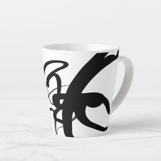 De duikers: Abstract Zwart & Wit Latte Mok (Rechterhoek)