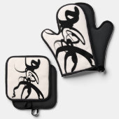 De duikers: Abstract Zwart & Wit Ovenwant & Pannenlap Set (Voorkant / Achterkant)