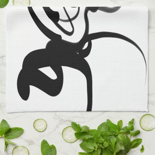 De duikers: Abstract Zwart & Wit Theedoek (Gevouwen)