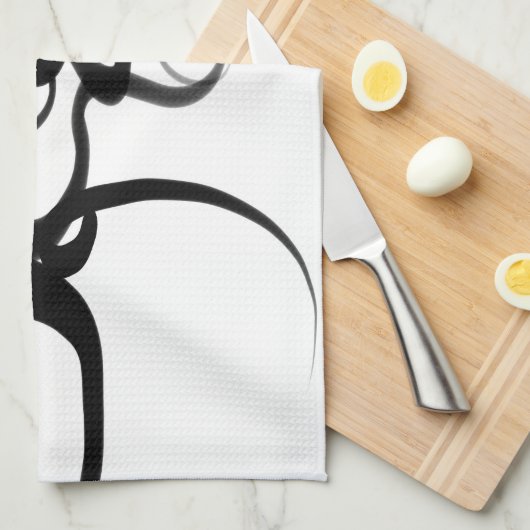 De duikers: Abstract Zwart & Wit Theedoek (Quarter Fold)