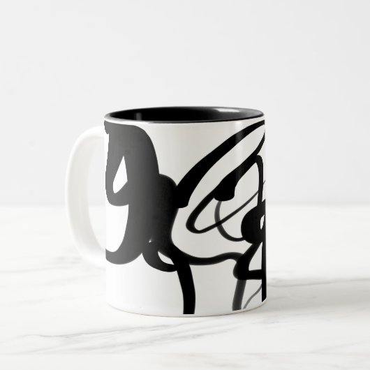 De duikers: Abstract Zwart & Wit Tweekleurige Koffiemok (Voorkant links)