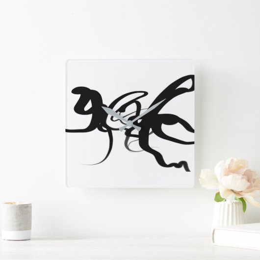 De duikers: Abstract Zwart & Wit Vierkante Klok (Huis)