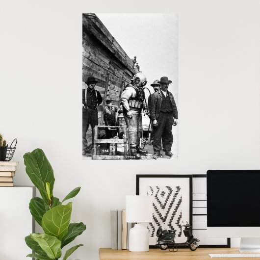 De duikerscuba voor harde Petten Poster (Thuiskantoor)